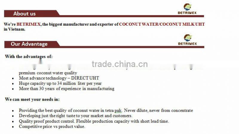 BOTTLED COCONUT WATER/ CANNED COCONUT WATER - VIETNAM ORIGIN