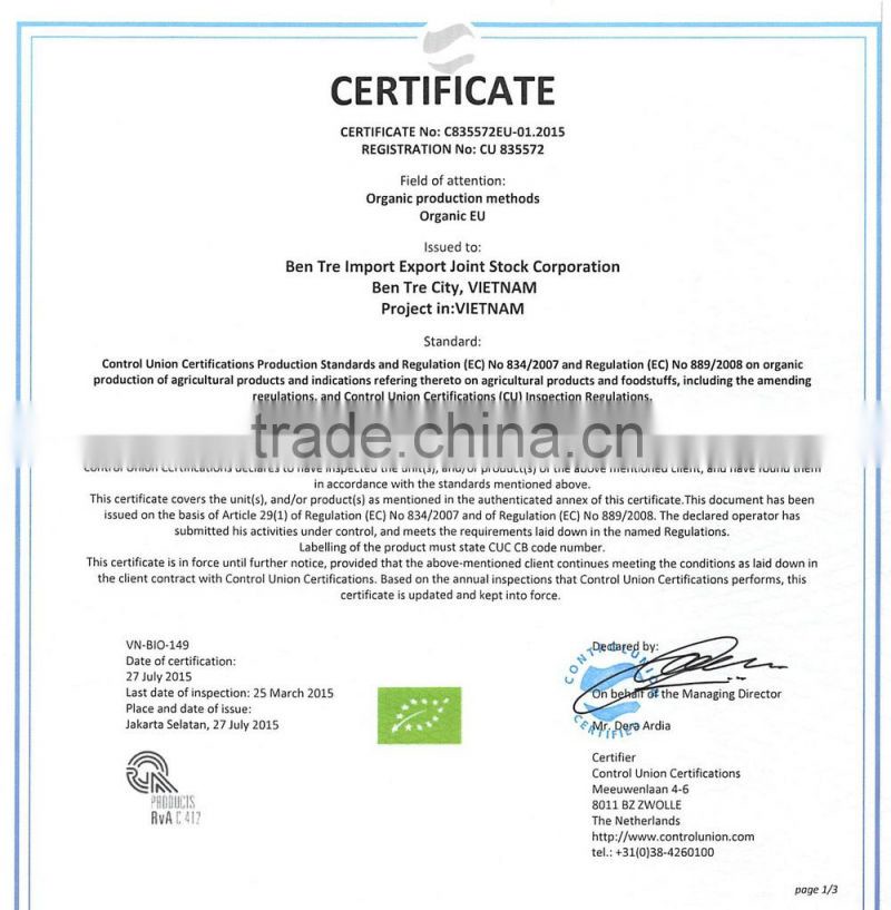 ORGANIC COCONUT WATER - VIETNAM ORIGIN