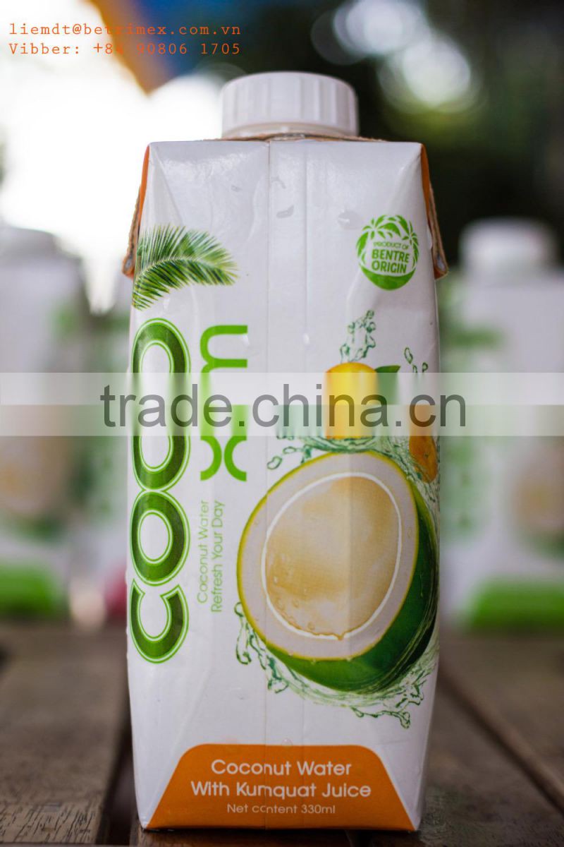 COCONUT WATER WITH KUMQUAT JUICE - TETRA PRISMA ASEPTIC - 330ml/carton- HIGH QUALITY