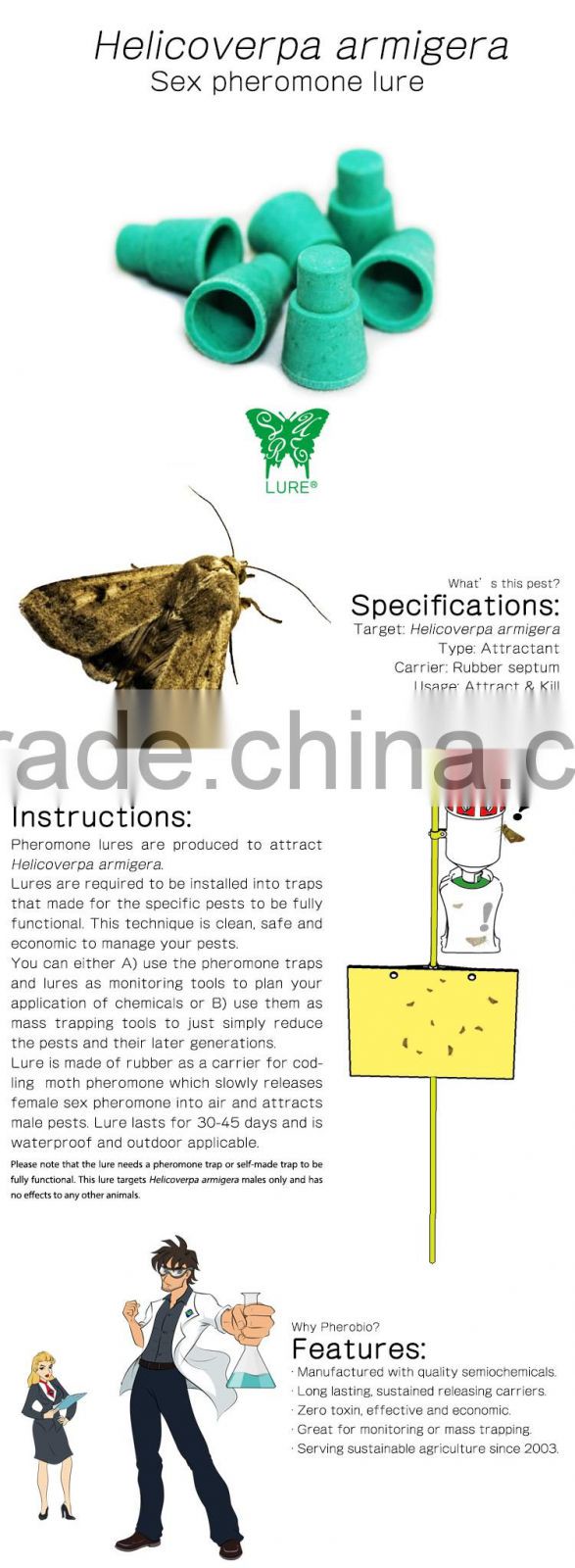 Pheromone Lure for Helicoverpa armigera (Cotton Bollworm), Pheromone Attractant