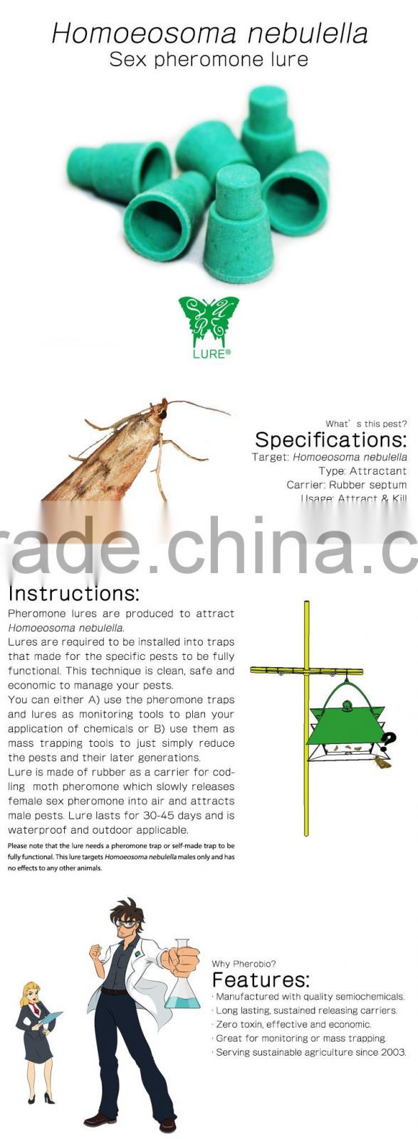 Pheromone Lure for Homoeosoma nebulella (Eurasian Sunflower Moth), Pheromone Attractant for Homoeosoma nebulella