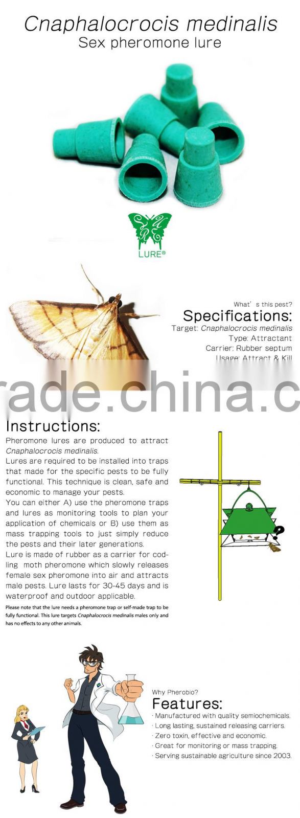 Pheromone Lure for Cnaphalocrocis medinalis (Rice Leaf Roller), Pheromone Attractant for Cnaphalocrocis medinalis