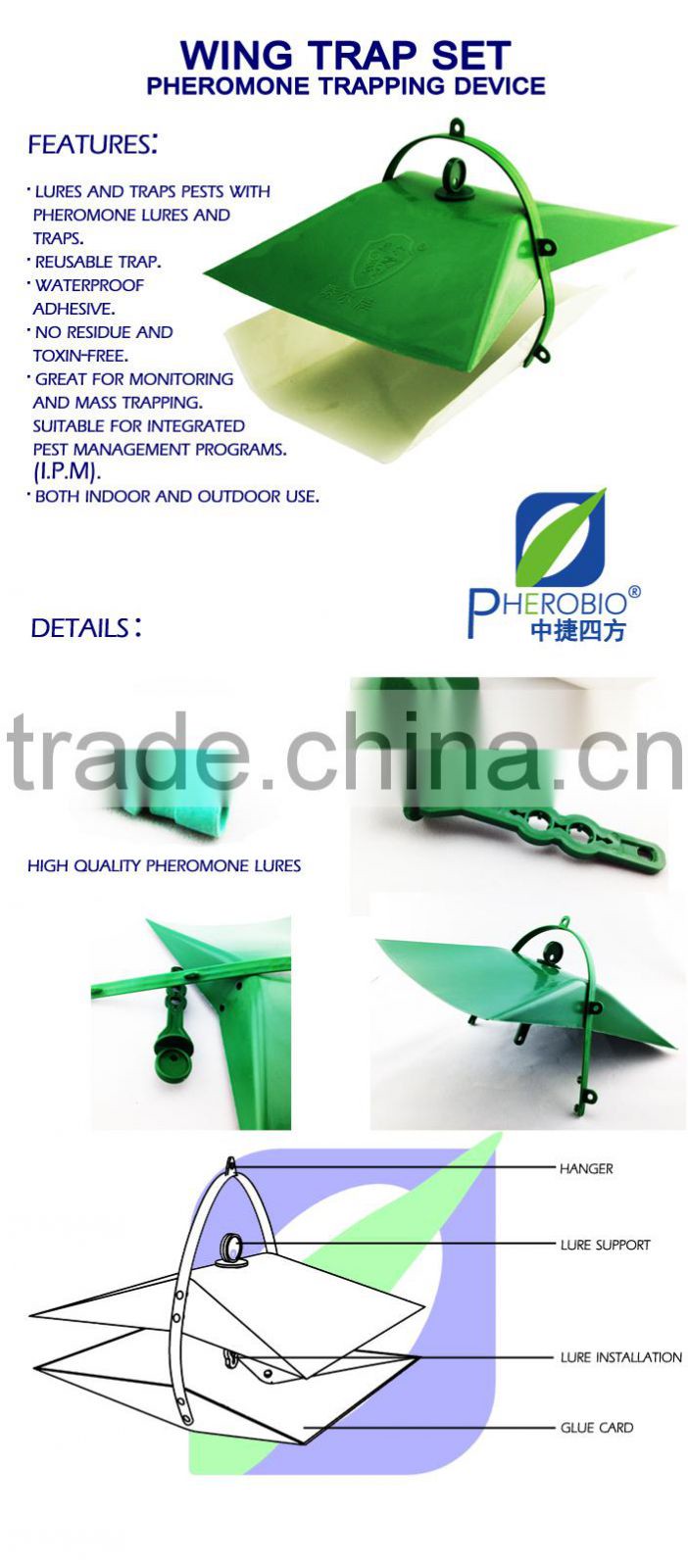 Pheromone lures of Pectinophora gossypiella with trap set