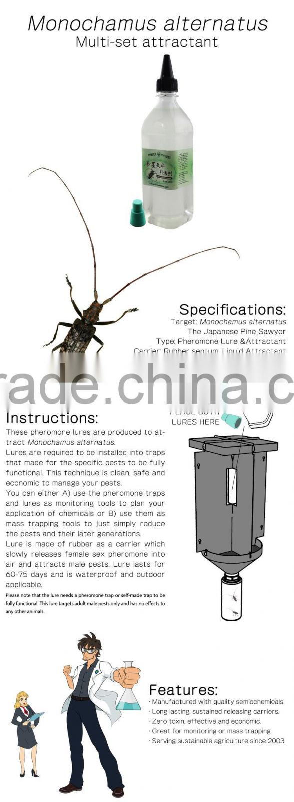 Monochamus alternatus Dual Attractant, Janpanese Pine Sawyer Pheromone Lure & Attractant