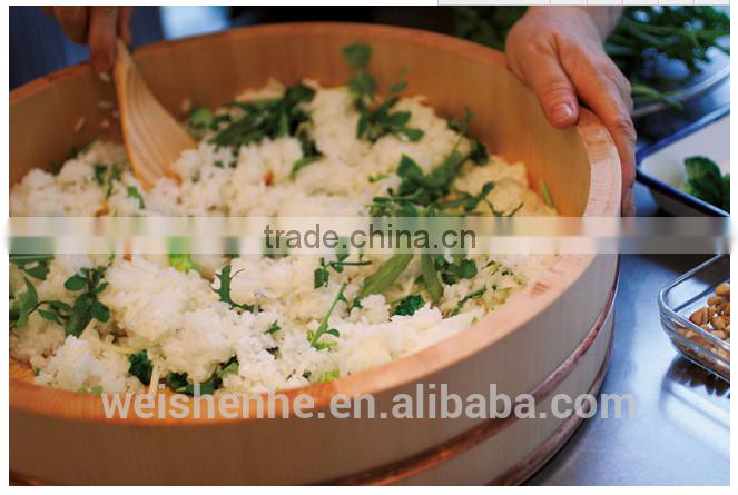 Handmade Rustic Wooden Bucket for Mixing Rice for Sushi