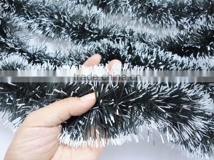 Fluffy Green Tinsel Garland With Snow Christmas Tree Ornament Evening Party Decoration