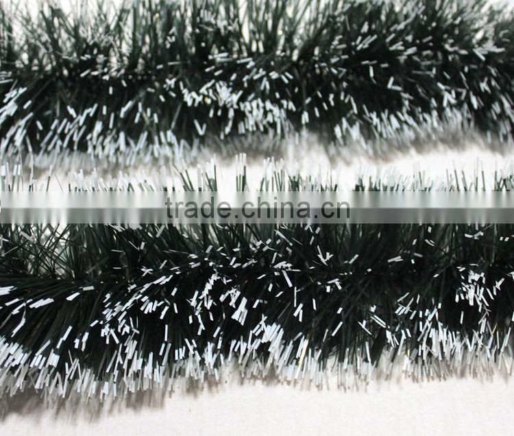 Fluffy Green Tinsel Garland With Snow Christmas Tree Ornament Evening Party Decoration