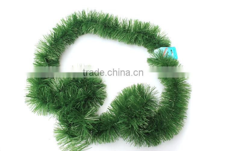 Fluffy Green Tinsel Garland With Snow Christmas Tree Ornament Evening Party Decoration