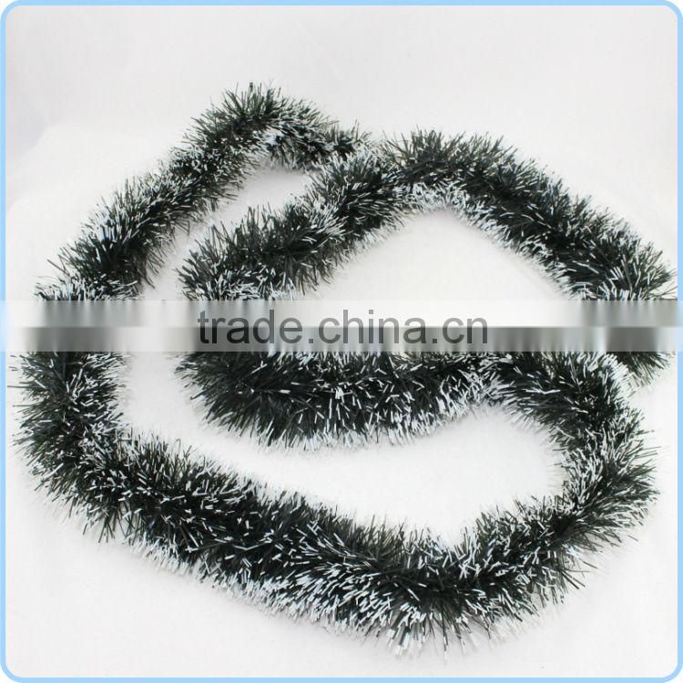 Fluffy Green Tinsel Garland With Snow Christmas Tree Ornament Evening Party Decoration