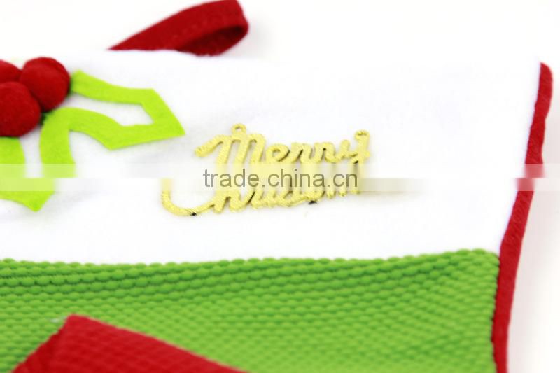 Fabric Beard Father Christmas Long Stocking Green Gift Bag