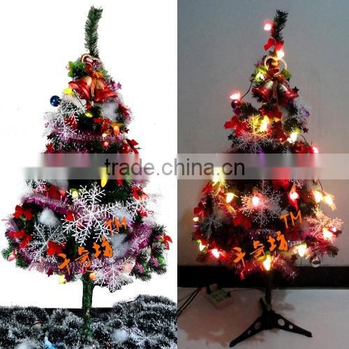 Fluffy Green Tinsel Garland With Snow Christmas Tree Ornament Evening Party Decoration