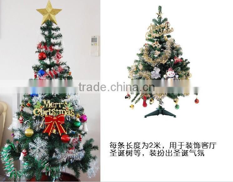 Fluffy Green Tinsel Garland With Snow Christmas Tree Ornament Evening Party Decoration