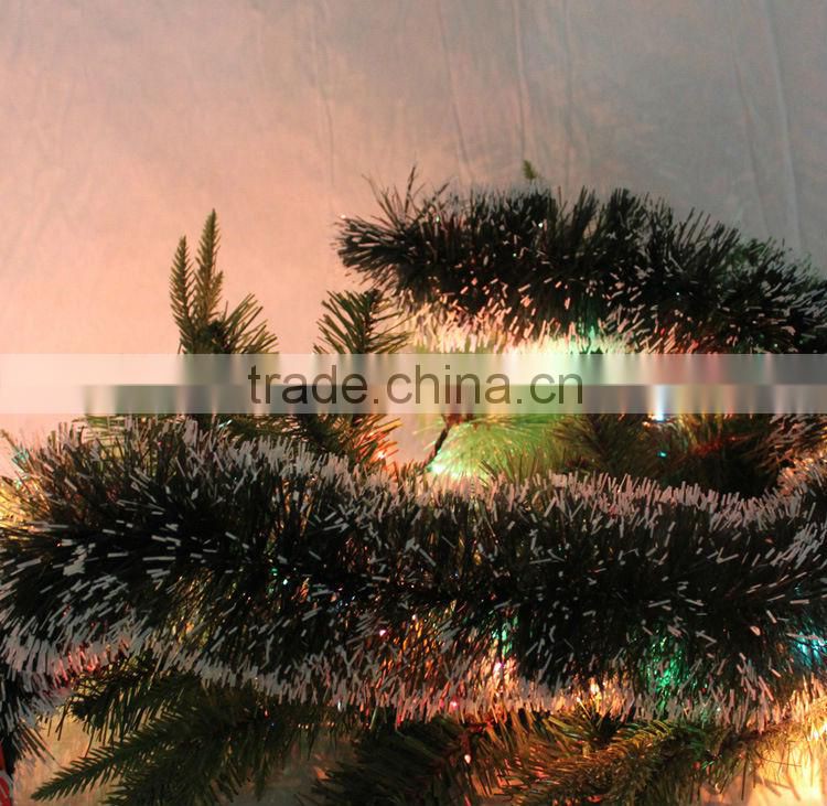 Fluffy Green Tinsel Garland With Snow Christmas Tree Ornament Evening Party Decoration