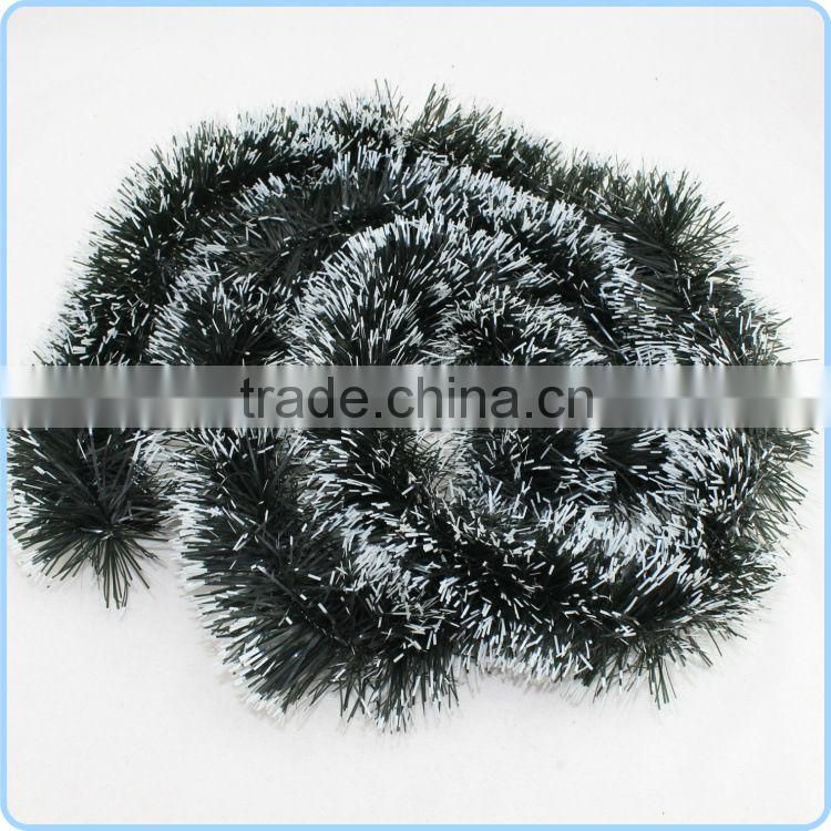 Fluffy Green Tinsel Garland With Snow Christmas Tree Ornament Evening Party Decoration