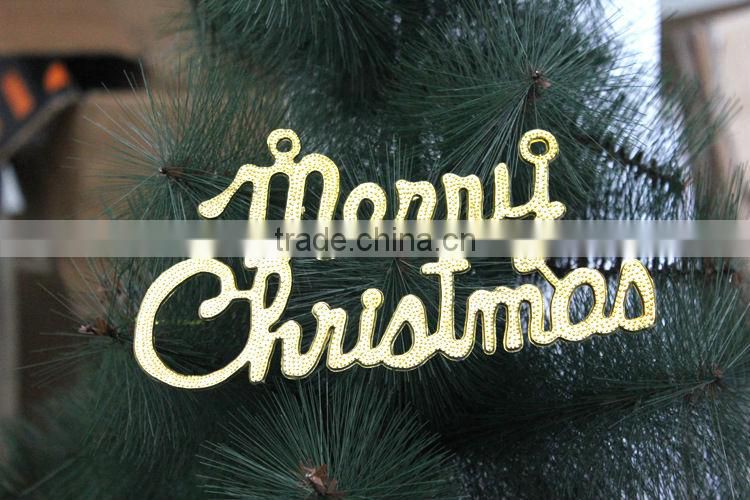 Golden Simple ''Merry Christmas''English Letters Hanging Decorations