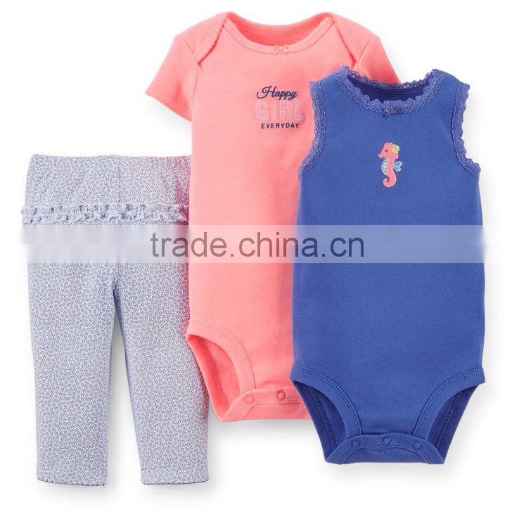 2016 Unisex Newborn Cotton Clothes Short Sleeve Carter Baby Bodysuit Set