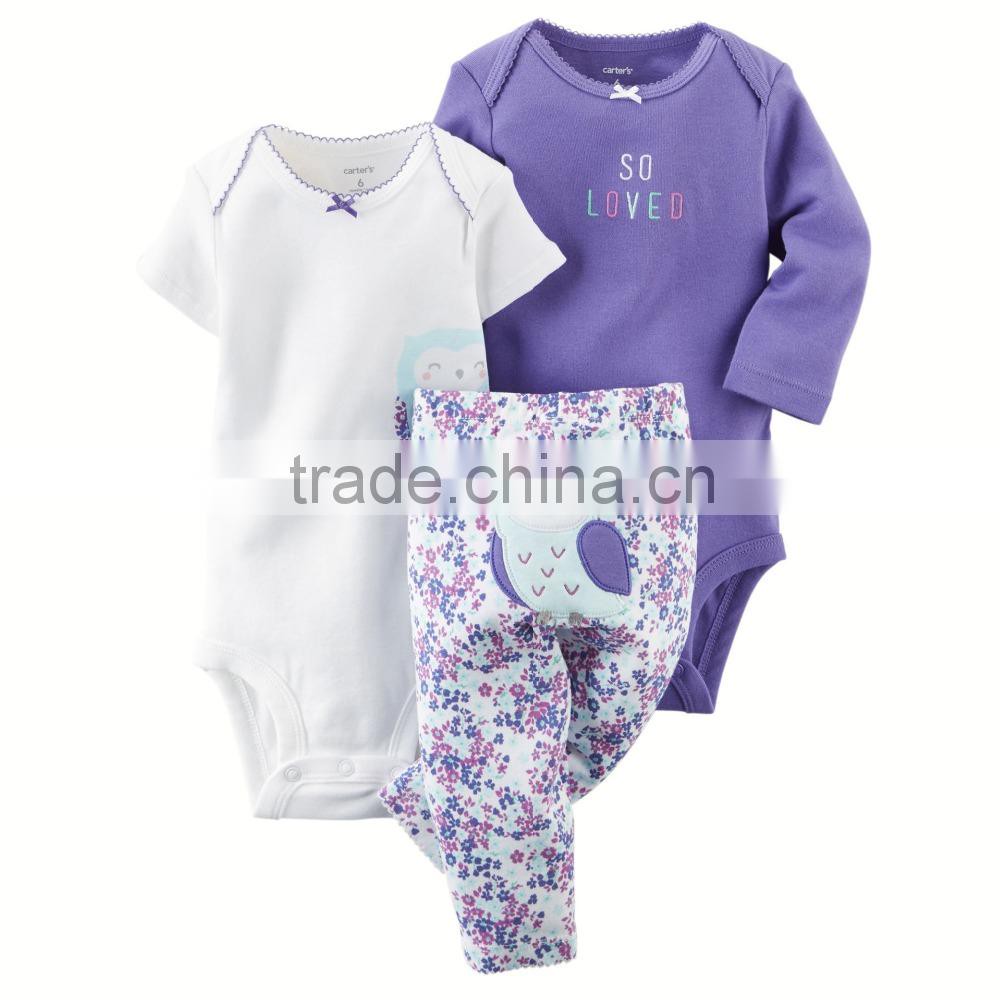 2016 Unisex Newborn Cotton Clothes Short Sleeve Carter Baby Bodysuit Set