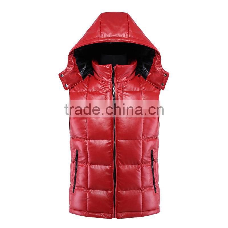 Red color hooded fashion new style mens vest