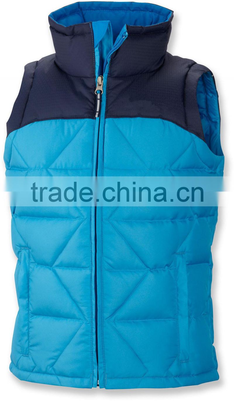 stand collar blue western boys vest