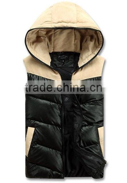 Winter Men's Down Vest Warm Hooded Vest Casual Cotton-padded jacket Slim Coat