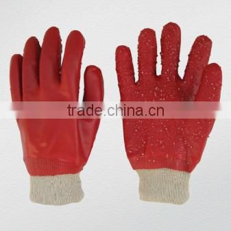 PVC fully coated glove with jersey liner knit wrist