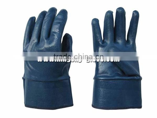 Fully coated nitrile glove with jersey liner