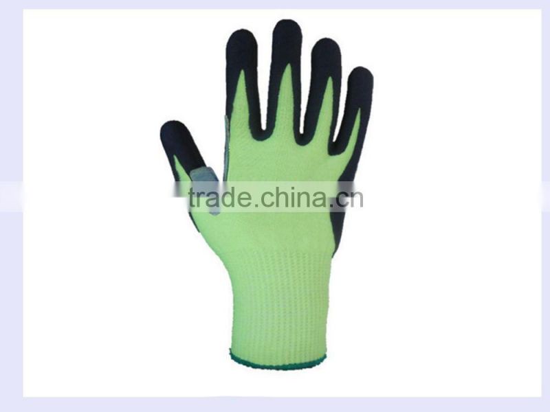 10G Hppe Liner Cow Split Leather Palm PU Coated Work Glove-5540