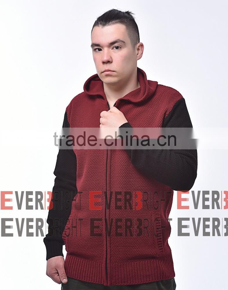 Autumn knitting fabric zipper men cardigan hoody sweater