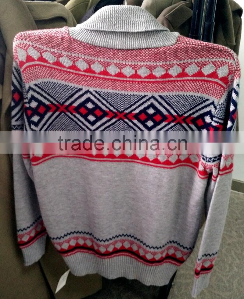 2016 man knitting jacquard long sleeve pullover sweater