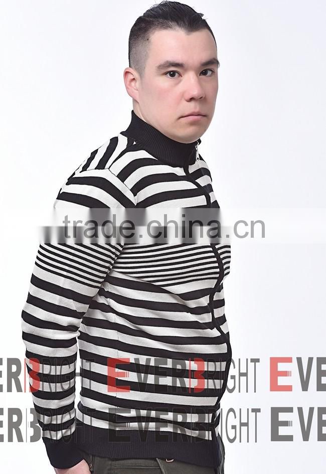 knit fabric stripe style zipper men cardigan sweater