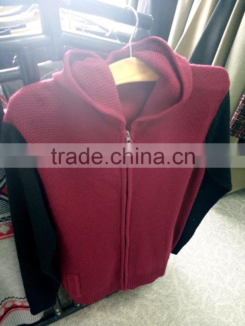 Autumn knitting fabric zipper men cardigan hoody sweater