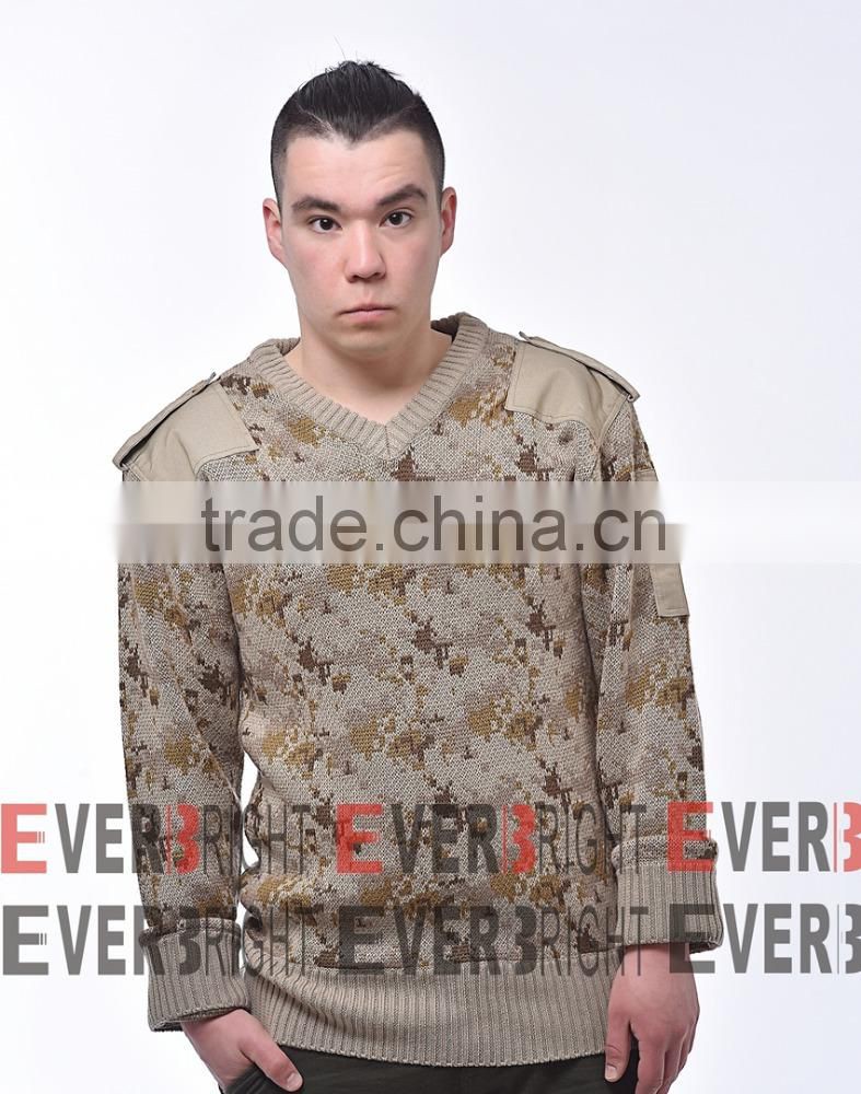 knitwear military sweater V neck men pullover