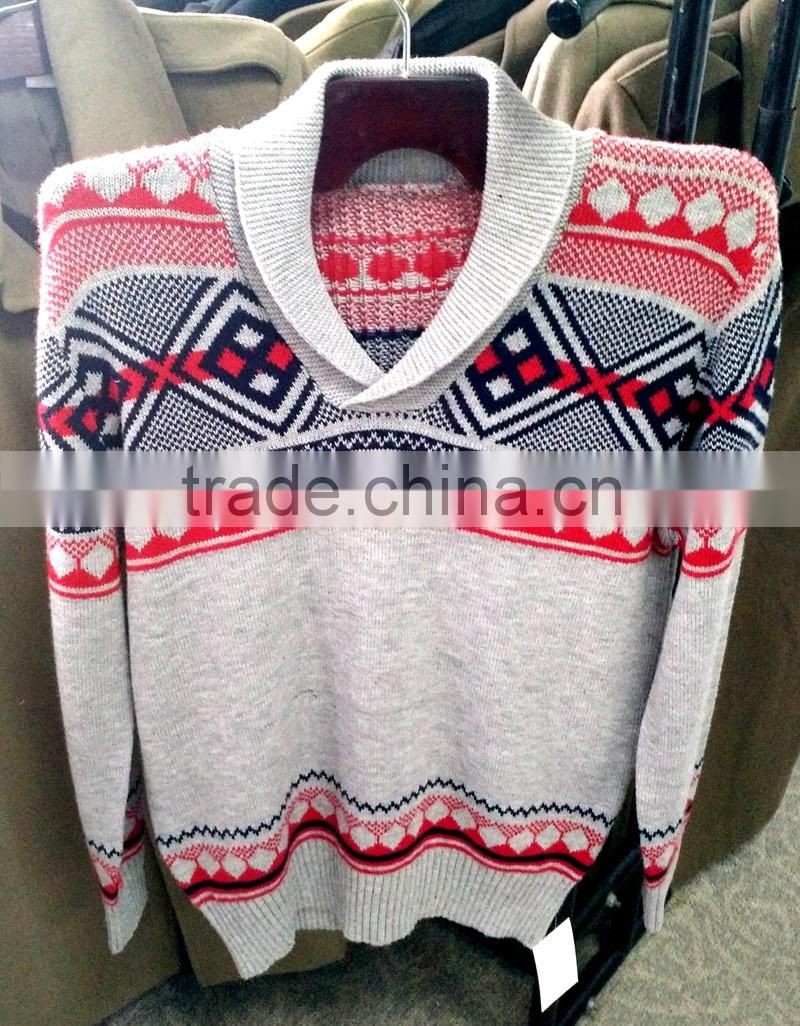 2016 man knitting jacquard long sleeve pullover sweater