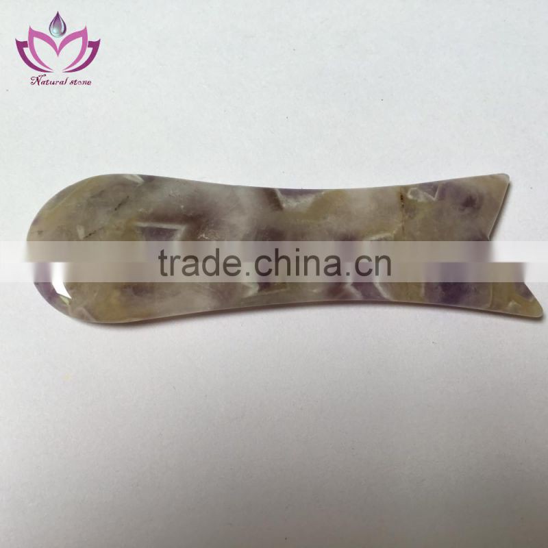 2016 new design natural gemstone amethyst stone body face massager gua sha stone