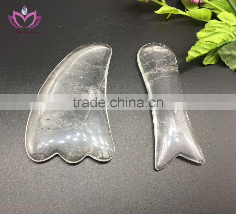 fish shape Chinese natual crystal amethyst stone guasha tools scrapping massager body massager