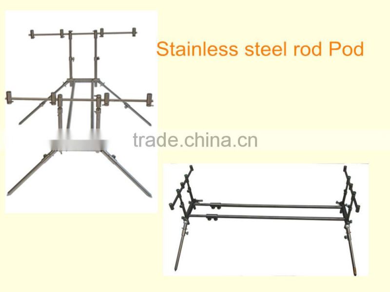 stainless steel carp fishing rod pod for 4 rods with adjustor legs with carrying bag