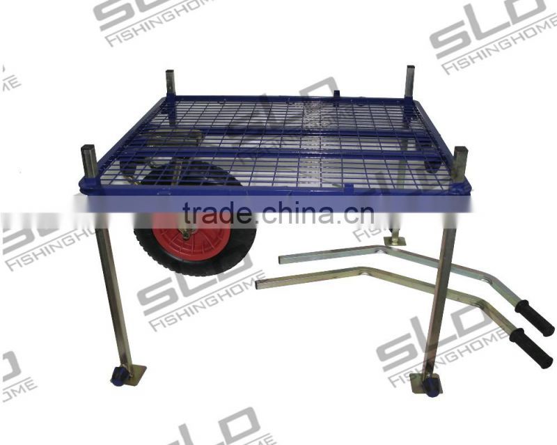 fishing tackle carriers Platform with single wheel with adjustable leg