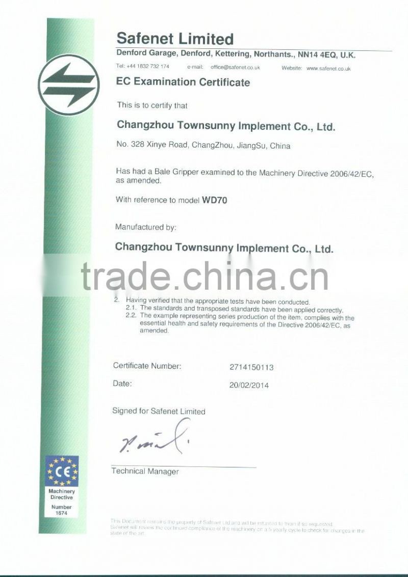 High quality Tractor bale gripper with CE