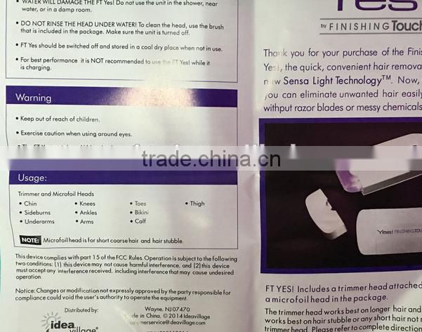 Yes finishing touch hair removal machine,laser hair removal device,pain free ,effective hair removal light