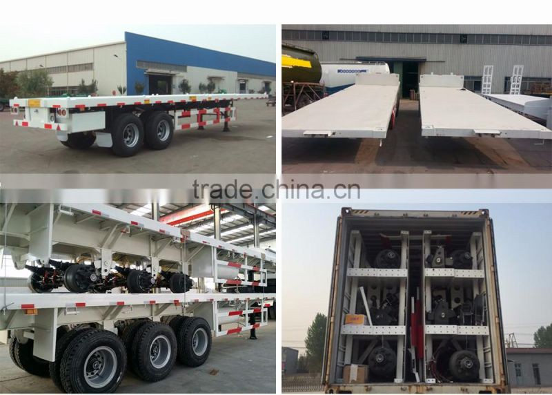 China trailer factory 2/3 axles shipping container trailer 20ft 40ft flat-bed semi trailers