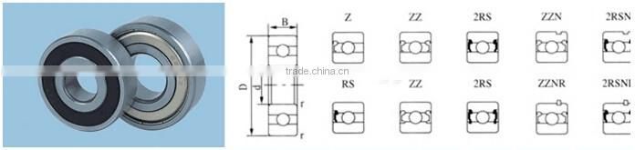 6202/6204/6007Z-2RS rubber coated deep groove ball bearing