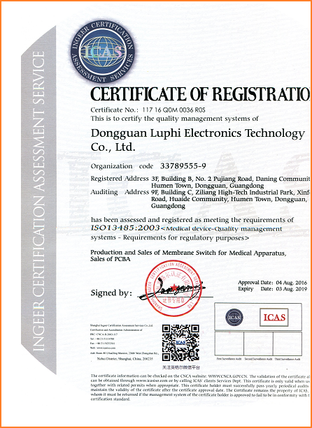 LUPHITOUCH ISO13485 Certificate LUPHITOUCH ISO13485 Certificate
