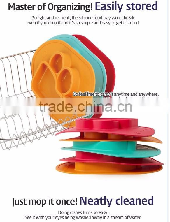 Safe Silicon Food Tray For Baby, Eco- friendly food tray, All in one, Suction perfectly, Easy to clean