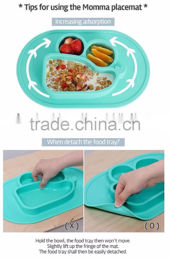 Safe Silicon Food Tray For Baby, Eco- friendly food tray, All in one, Suction perfectly, Easy to clean