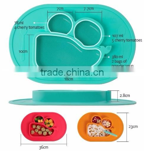 Safe Silicon Food Tray For Baby, Eco- friendly food tray, All in one, Suction perfectly, Easy to clean