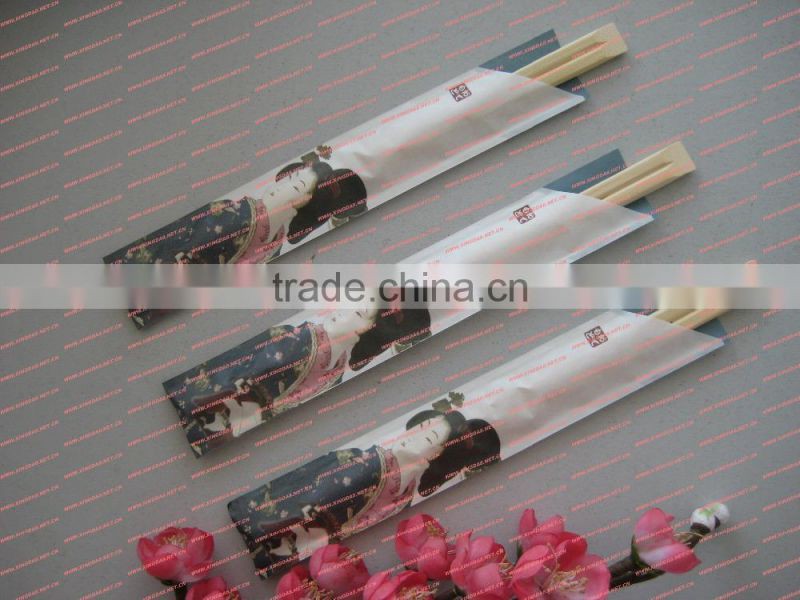 Disposable Bamboo Tensoge Chopsticks in Half-paper Bag Popular in Restaurant and Hotel