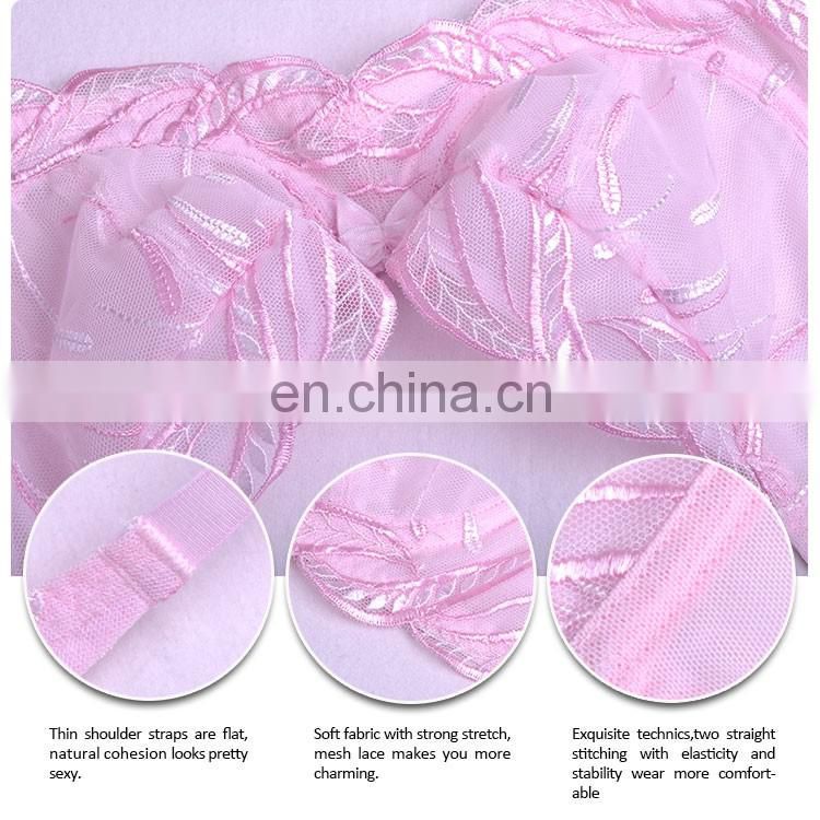 Underwired Open Lace sexy see through ladies underwear and panty new design bra