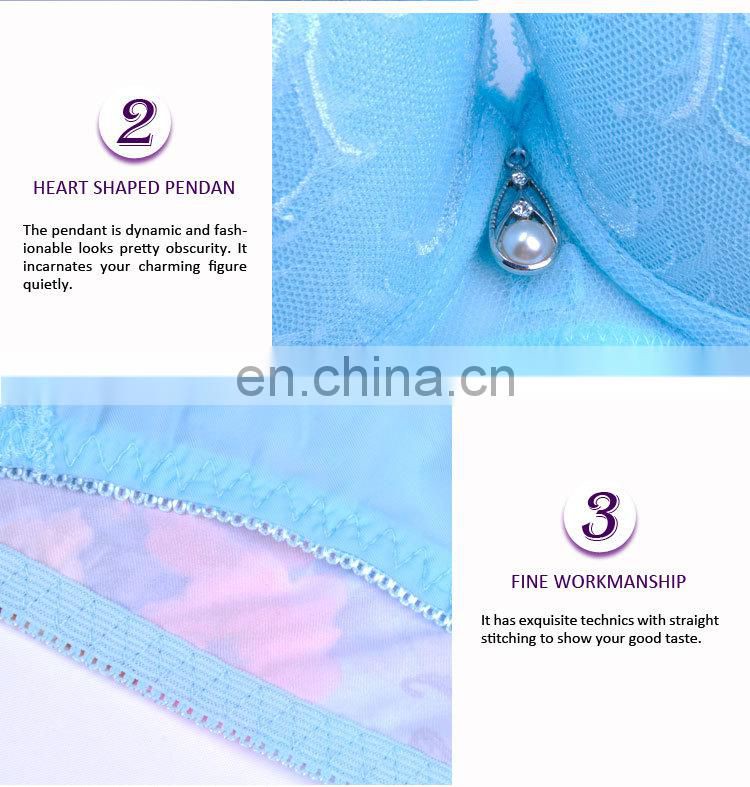 Top Quality China Transparent Lace Flower Split Stylish Push Up Sexy Bra