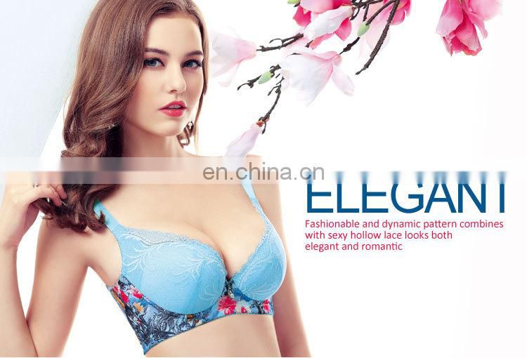 Top Quality China Transparent Lace Flower Split Stylish Push Up Sexy Bra