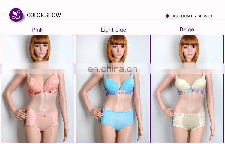 Top Quality China Transparent Lace Flower Split Stylish Push Up Sexy Bra